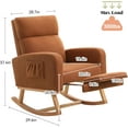 thumbnail image 2 of Rocking Chair Nursery with Foot Rest, Nursing Rocking Chairs for Mom Nursery, Teddy Rocker Glider with High Backrest for Living Room, Bedroom, Brown, 2 of 9
