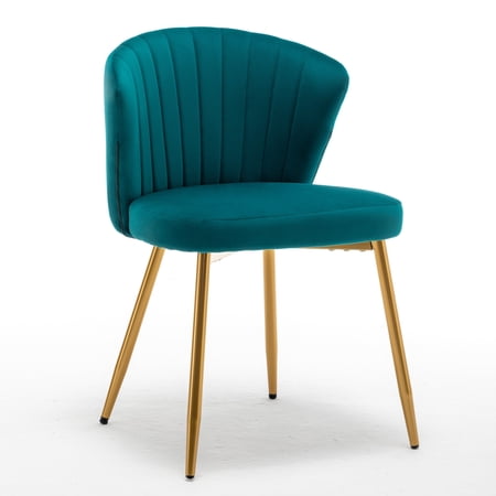Modern Velvet Armless Accent Chair Channel Tufted Dining Chair with Gold Metal Legs Upholstered Side Chair for Living Room Bedroom Small Spaces