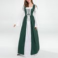 thumbnail image 3 of Vestido elegante estilo renacentista Medieval con cuello oblicuo para mujer ropa de fiesta Vintage, 3 of 8