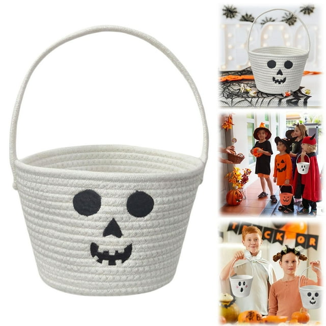 AKEGAMN Clearance! New Children's Halloween Storage Basket Portable Candy Cotton Rope Storage Basket Toy Basket New Children's Halloween Storage Basket Portable Candy Cotton Rope Storage Basket Toy