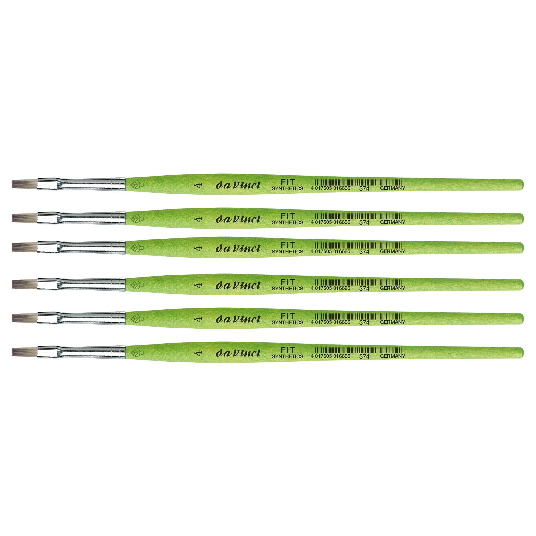 da Vinci FIT Synthetics Student Brush, Synthetic, Acrylic & Tempera, Flat, Series 374, Size 4, Pack of 6