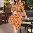 thumbnail image 3 of Balery Cartoon Hot Dog Vestidos sueltos de manga corta para mujer, vestidos de verano 2025, vestidos casuales de corte A con vuelo., 3 of 6