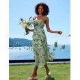 thumbnail image 4 of Vestido largo GRACE KARIN elegante con estampado floral escalonado en gasa verde, 4 of 4