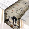 thumbnail image 2 of Piñata Halloween Table Runnerinches Long, Black Cat Skeleton Arpillera Decoración de mesa de Halloween, Grey Black Table Runner, Vintage Cool Skull Crow Raven Hall, 2 of 5