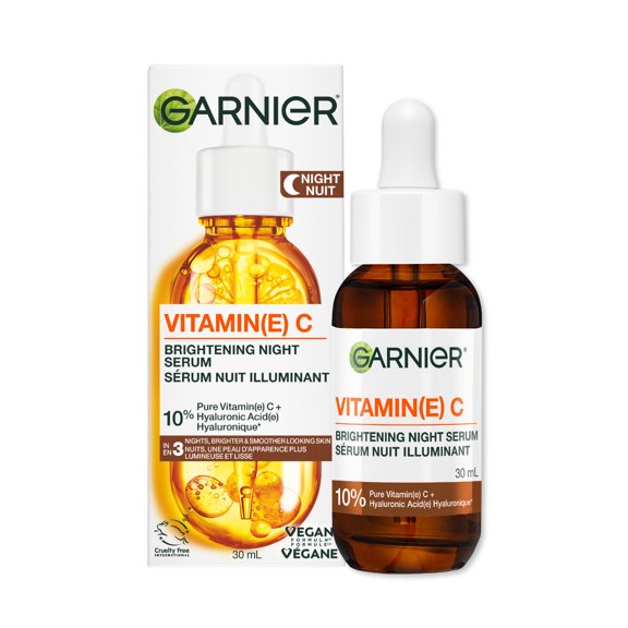 Garnier Sérum Nuit Illuminant à la Vitamine C, avec Acide Hyaluronique