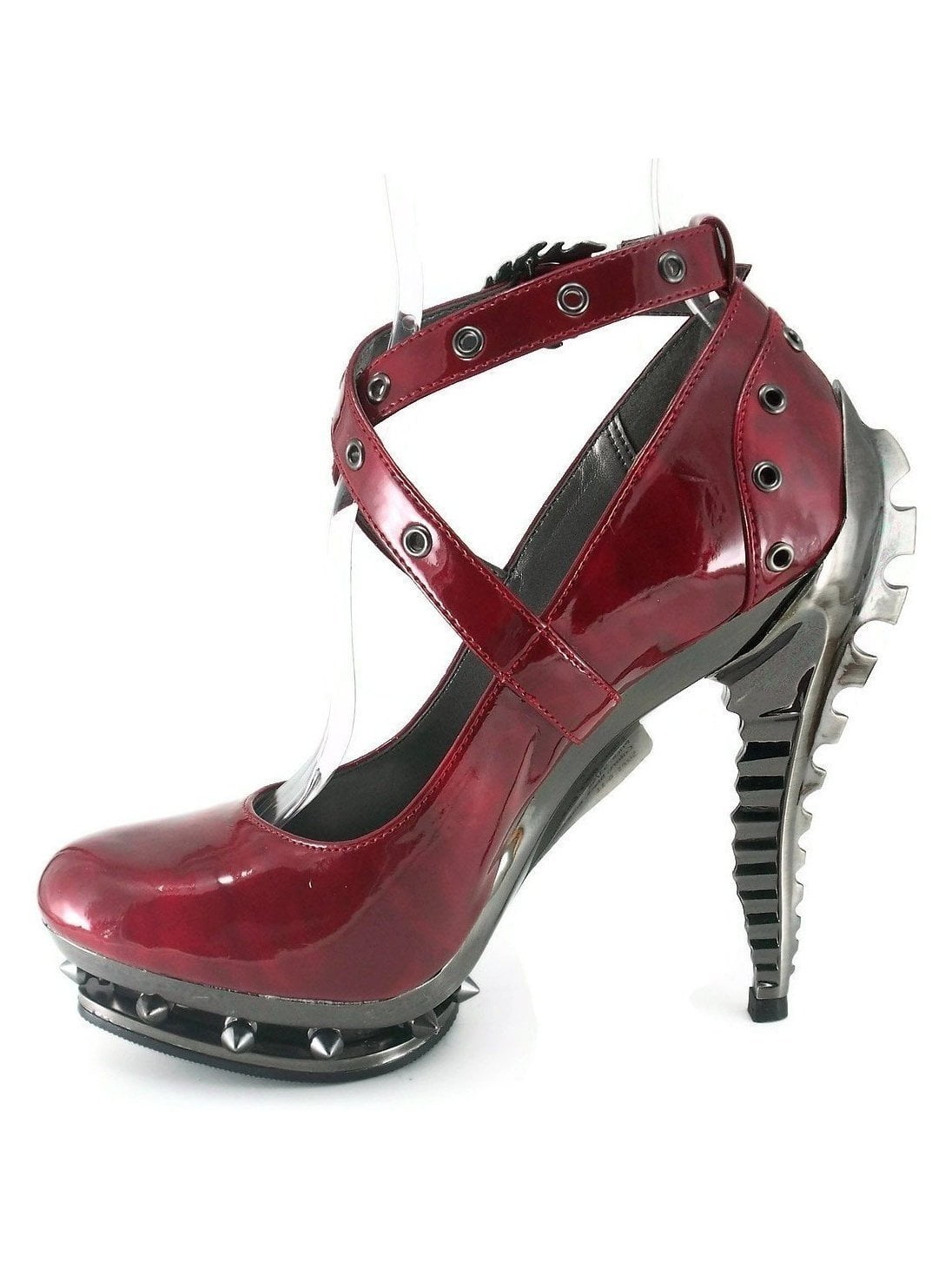 Hades Shoes H-Triton 5 inch shiny Pump with Chrome Rivets buckle and ...