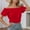 Red, variant on DuoJiaJ Women's Summer Off Shoulder Blouse With Ruffles Casual Wear Lightweight Comfortable Tops Shirt Women's Linen Shirts Black L