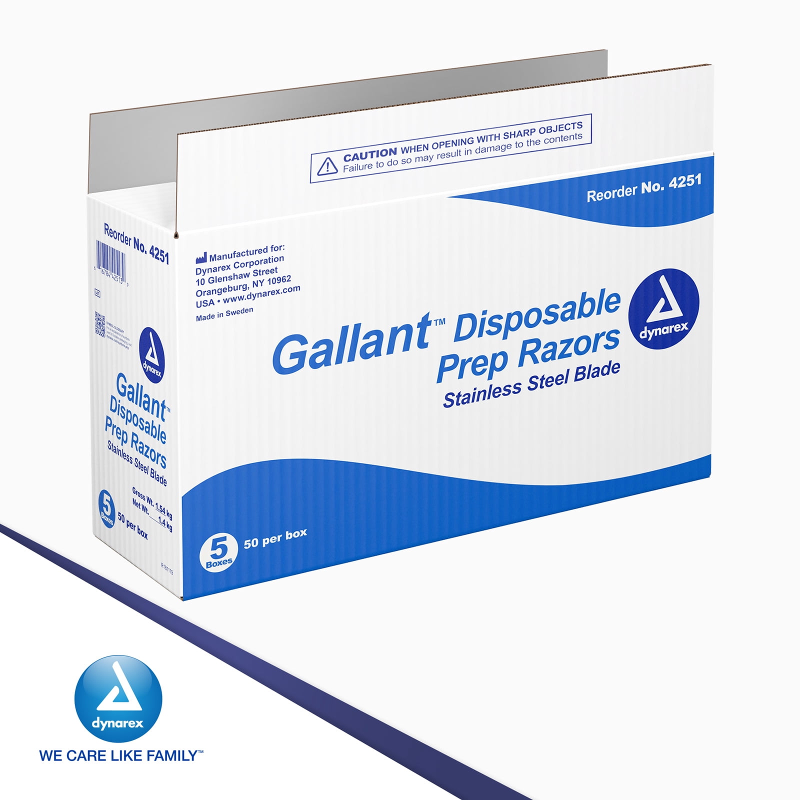 Dynarex Gallant Disposable Prep Razors, Ideal before ECG and other Procedures, Disposable Razors with Open Design, Ergonomic Surgical Prep Razors, 1 Case of 250 Gallant Prep Razors (5 Boxes of 50)