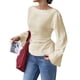 thumbnail image 3 of Camisas de Larga para Mujer, Tops Cortos de Otoño, Cuello , Mangas Acampanadas, Acanalados, con Cordones, Ropa Y2K Amarillo L, 3 of 8
