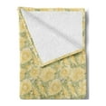 thumbnail image 2 of Floral Soft Flannel Fleece Throw Blanket, Large Motifs of Japanese Chrysanthemum Flowers with Leaves, Cozy Plush for Indoor and Outdoor Use, 60" x 80", Cream Mustard, by Ambesonne, 2 of 5