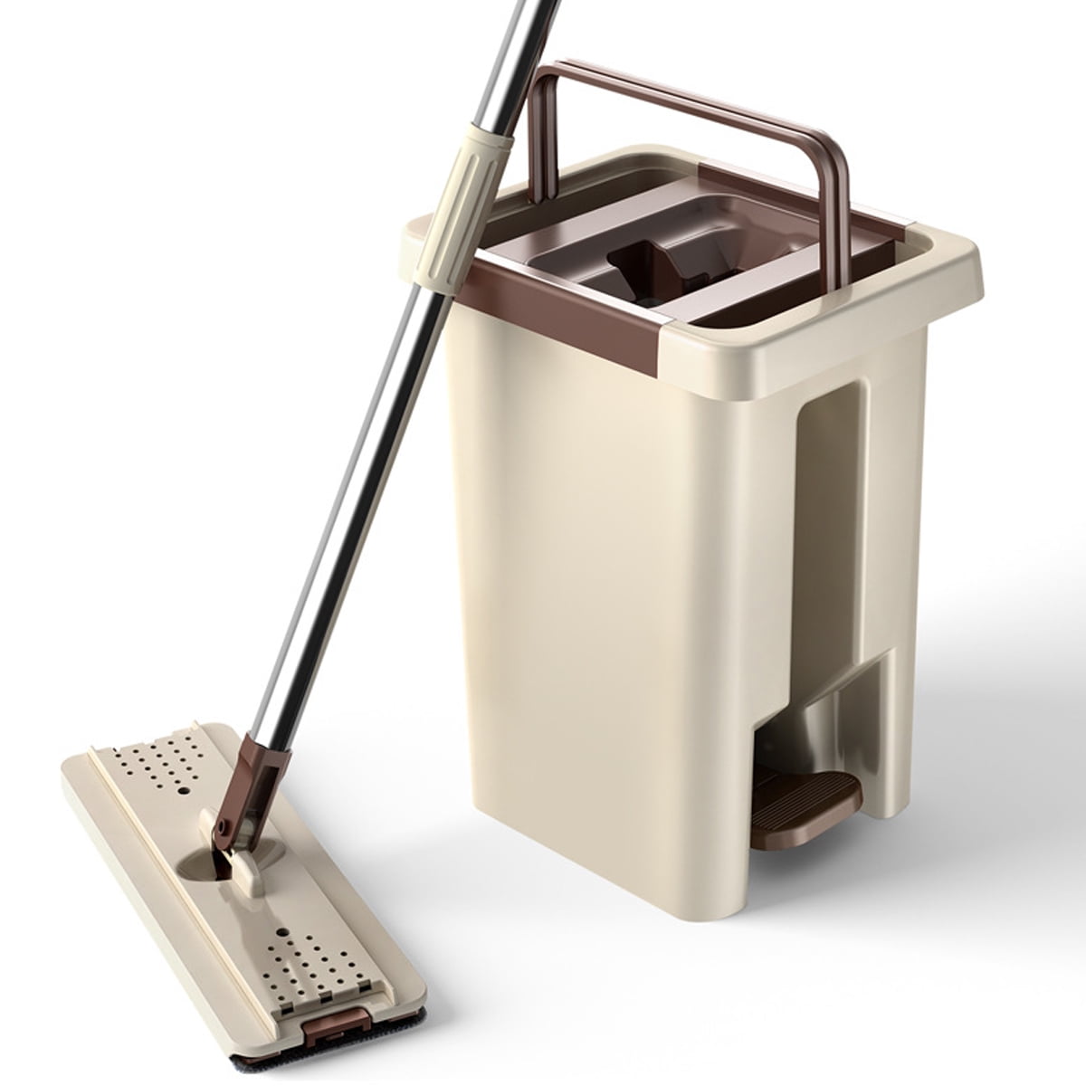 Wash & Dry Flat Squeeze Mop Bucket 360° Rotating Head Hand Free Floor