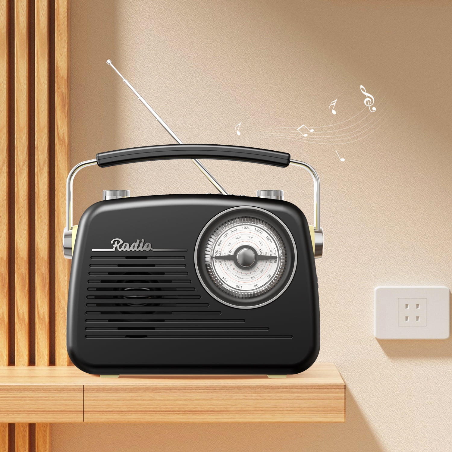 UMUTOO Portable Radio AM FM SW, Small Vintage Retro Radios with Headphone Jack, Rechargeable Battery Bluetooth Speaker, for Home, Outdoor, Gifts, Elderly