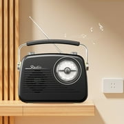 UMUTOO Portable Radio AM FM SW, Small Vintage Retro Radios with Headphone Jack, Rechargeable Battery Bluetooth Speaker, for Home, Outdoor, Gifts, Elderly