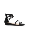 thumbnail image 3 of Sandalias planas con tira en el tobillo para mujer DREAM PAIRS negras talla 8, 3 of 8