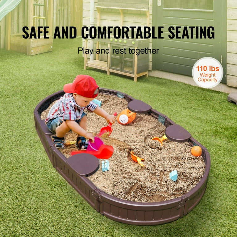 KFFKFF Sandbox and Lid, Dimensions 72 x 41.5 x 9.1 inches, Oval