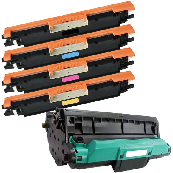 5 Inkfirst Compatible Toner Cartridges & Drum Replacement for HP CF350A CF351A CF352A CF353A CE314A 130A 1 Set + 1 Drum