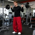 thumbnail image 7 of Eiyaclvo Men's Barrel Sweatpants Wide Leg Baggy Sweatpant Casual Drawstring Elastic Waist Open Bottom Sweat Pants Lightweight Travel Pants Streetwear with Pockets, 7 of 7