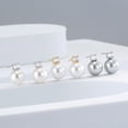 14k Gold Plated Brass Simulated Pearl Stud Earrings with CZ Top