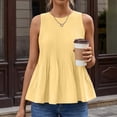 thumbnail image 4 of CIENVNSTG Womens Summer Pleated Peplum Tops Casual Sleeveless Tank Tops Flowy Babydoll Shirts Yellow M, 4 of 5