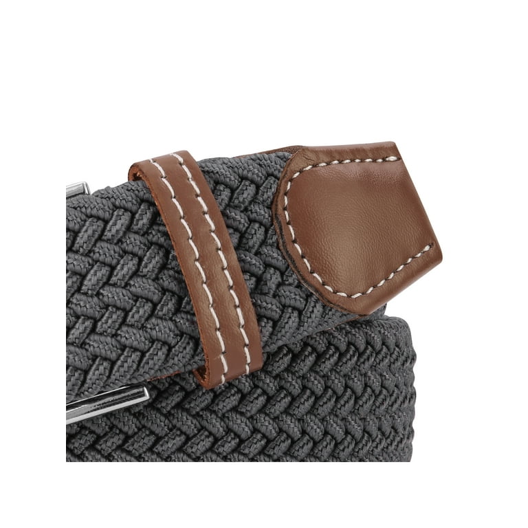 SAYFUT Braided Belt for Men with Silver Buckle, Men Leather Hand Braided  Belts Brown Stretch Belt Jeans Pants