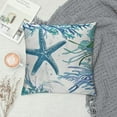 thumbnail image 2 of COMIO Nautical Coastal Throw Pillow Covers Beach Theme Blue Seashell Coral Starfish Pillow Cover Summer Couch Pillow Cases Outdoor Sofa Cushion Cover Modern Decor for Bed Living Room, 2 of 5