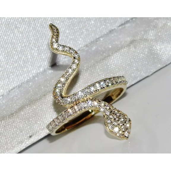 2Ct Round Cut Lab Created Diamond Gift Snake Band Ring 14K Yellow Gold Plated