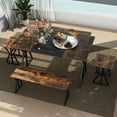 thumbnail image 4 of Gymax 5-Piece Dining Room Set w/ 2 Benches & 2 Stools Metal Frame for Small Room, 4 of 10