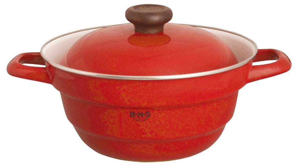 Fuji Hollow Two-Handed Pot Deep Casserole Solid 22cm Red SD-22DW R