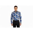 thumbnail image 5 of Men Sports Shirt by DE-NIKO Long Sleeves Fashion Print Soft Modal DSA125 Navy, 5 of 9