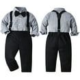 thumbnail image 2 of Boys Clothes Set Toddler Kids Gentlemen Clothing Suit Long Sleeve Bow Tie Shirts Suspenders Pants Outfits, 2 of 10