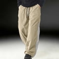 thumbnail image 5 of Men's Lightweight Track Pants with Side Zipper Mesh Vents Loose Fit Open Bottom Athletic Pants Drawstring for Running Workout, Khaki, XL, 5 of 9