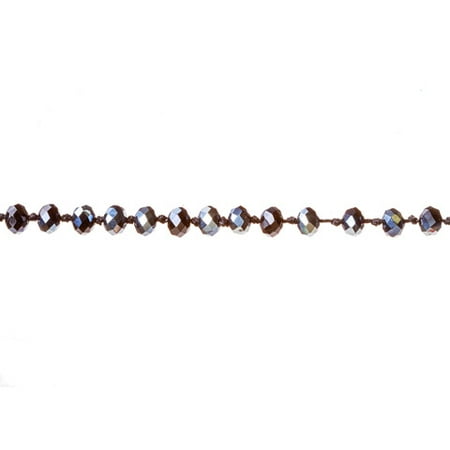 - Black Bead Necklace: Faceted Glass Rondelles, 60 inches
