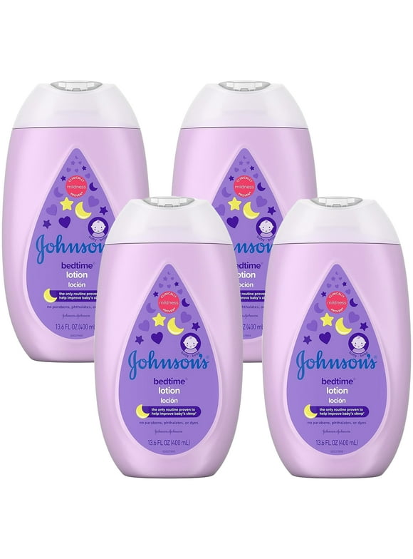Pack of (4) Johnsons Baby Bedtime Lotion with Natural Calm Essences Hypoallergenic And Paraben Free, 13.6 Fluid Ounce