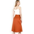 thumbnail image 5 of Women's Satin Midi Skirt With A-Line Silhouette And Elastic Waistband- Coffee,Medium, 5 of 7