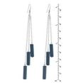 thumbnail image 5 of Navy Blue Glass Triple Strand Sterling Silver Chain Dangle Earrings, 5 of 5
