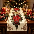 thumbnail image 4 of SLYNSHome Christmas Poinsettia Table Runner, Red Floral Botanical Table Flag, Winter Holiday Tablecloth for Dining Room Kitchen Home Party Decor, 4 of 6
