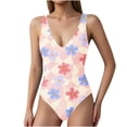 thumbnail image 6 of Lopeceal Women Ribbed One Piece Swimsuit Swim Suits V Neck Bathing Suits High Cut Adjustable Strap Monokini Swimwear, 6 of 6