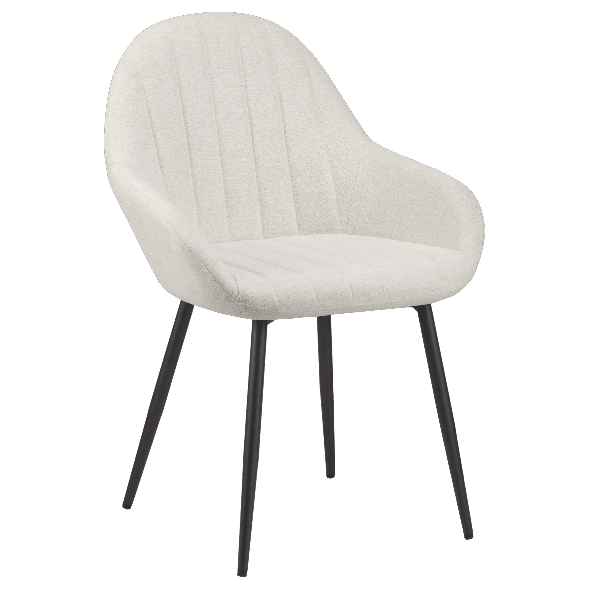 Bouclair Cream Fabric Dining Chair Kitchen Armchair Side Chair with Tapered Metal Legs