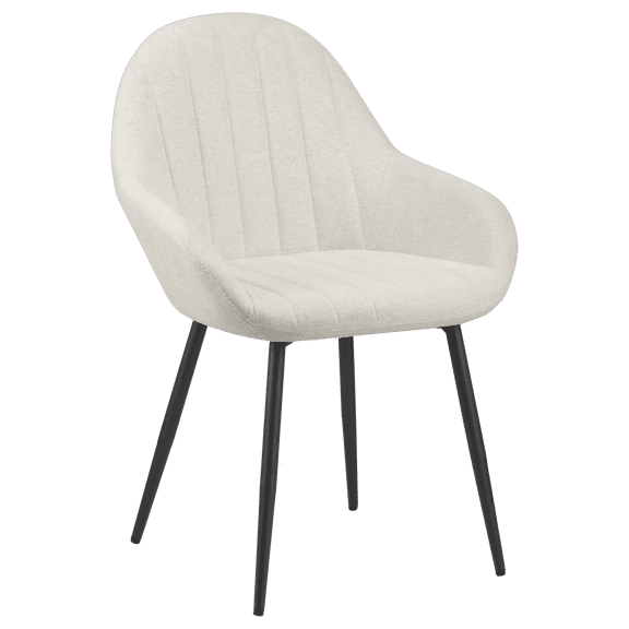 Bouclair Cream Fabric Dining Chair Kitchen Armchair Side Chair with Tapered Metal Legs