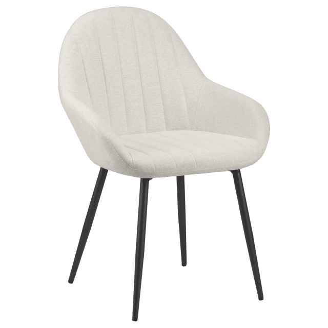Bouclair Cream Fabric Dining Chair Kitchen Armchair Side Chair with Tapered Metal Legs