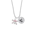 thumbnail image 2 of Delight Jewelry Silvertone Skull and Crossbones with Pink Crystals Silvertone Script Initial Disc - C - Charm Necklace, 20"+3", 2 of 4