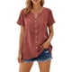 thumbnail image 5 of Craaazy Women's Relaxed Fit V Neck Blouse, Solid Color Short Sleeve Lace Trim Top, Loose Comfy Summer Tee for Work & Weekend Gifts, 5 of 7