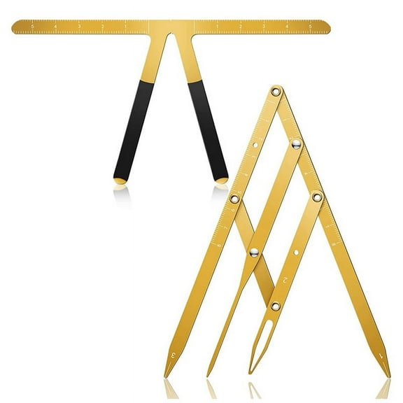 Eyebrow Ruler 3-Point Positioning Ruler Eyebrow Golden Proportion Caliper Ruler Brow Caliper Measuring Tool-Gold