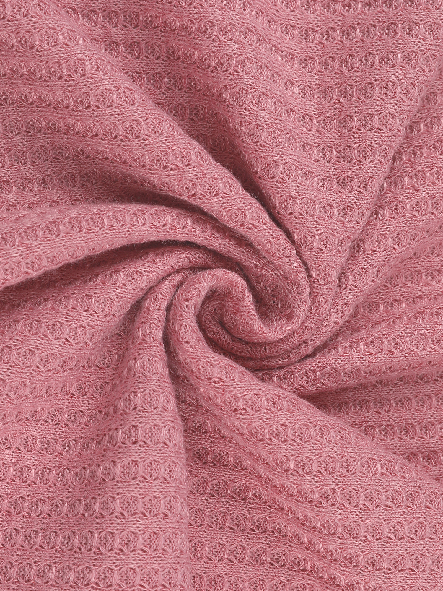 DARING DIVA Women's Waffle Knit Pajama Sets Lounge Set Long Sleeve Top Pink S