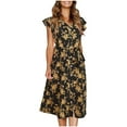 thumbnail image 1 of Pisexur Robe à Manches Courtes Col en V Longueur Genou Mode Femmes Robes Été Imprimé Décontracté Col en V Manches Courtes Bouton Vacances Plage Robe Femmes Robe en Liquidation, 1 of 4