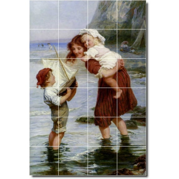 Ceramic Tile Mural-Frederick Morgan Children Painting 22. 17" w x 25.5" h using (24) 4.25 x 4.25 ceramic tiles