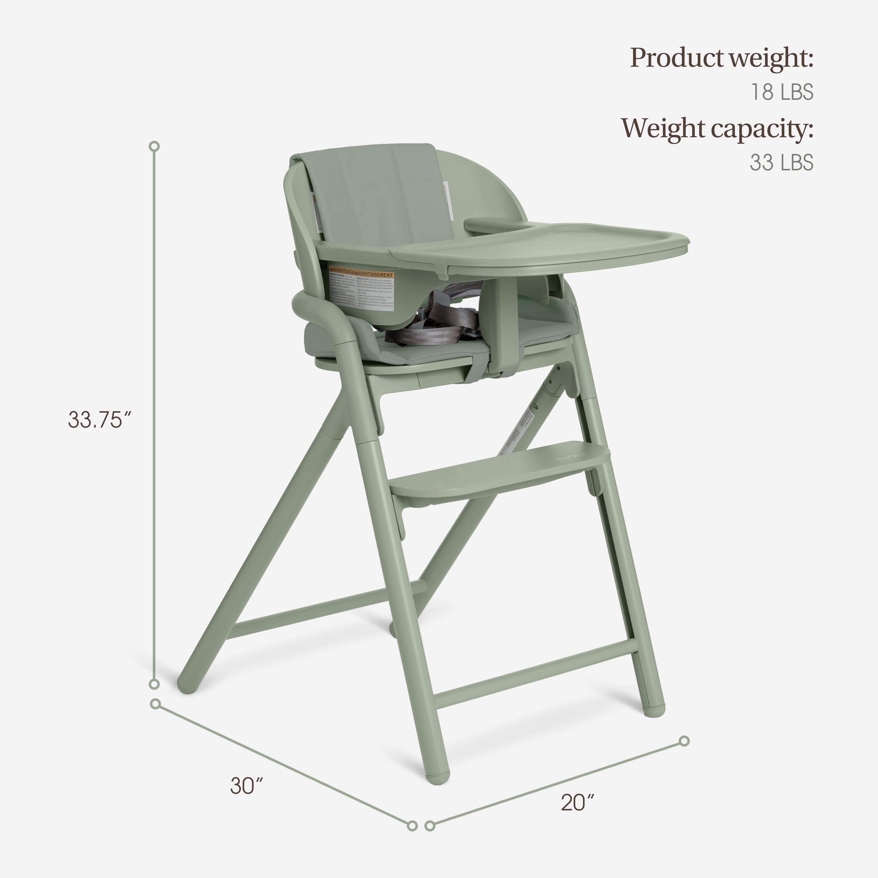 Evolur Step and Savor Convertible High Chair​, Sage