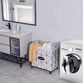 thumbnail image 3 of Mxfurhawa Iron Wire Laundry Hamper With Rolling Lockable Wheels, Foldable basket Organizer with Detachable Liner & Wheels(Black), 3 of 7