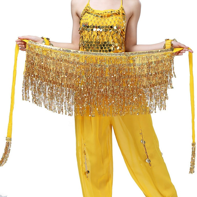 Women's Belly Dance Skirt Sequin Fringe Wrap Skirts Sparkly