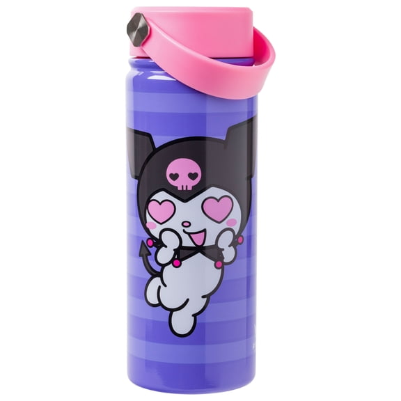 Silver Buffalo Sanrio Hello Kitty and Friends Featuring Kuromi Stainless Steel Water Bottle with Swivel Handle, 20 Ounces